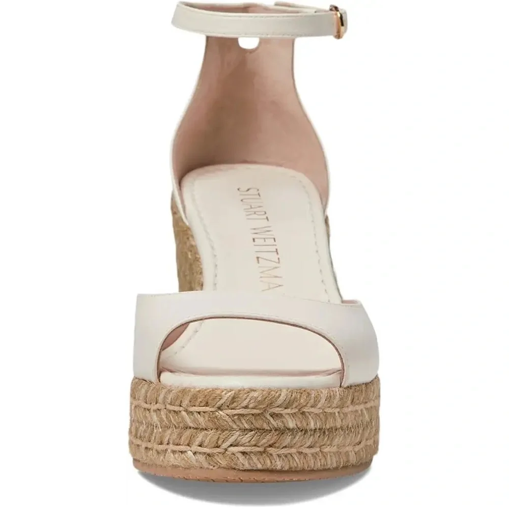 NWOT Stuart Weitzman Nudistia Espadrille Wedge Platforms in off White Size 9